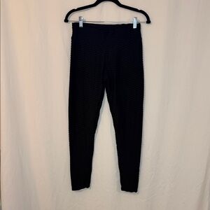 Black Textured Leggings